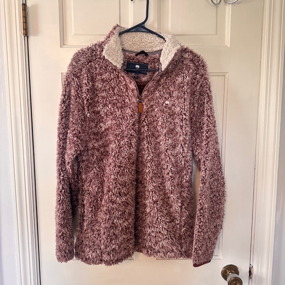 Southern Shirt‎ Fuzzy Sherpa Pullover Quarter Zip Cozy Mauve Small